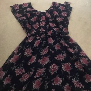 Sz S navy and pink floral dress